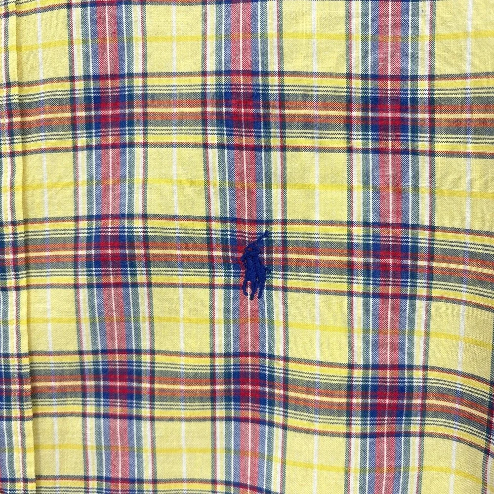 Polo Ralph Lauren Shirt Mens Medium Yellow Red Plaid Button Down‎ Tartan Blake